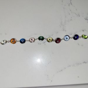 Protect from evil eye colorful Sterling silver bracelet